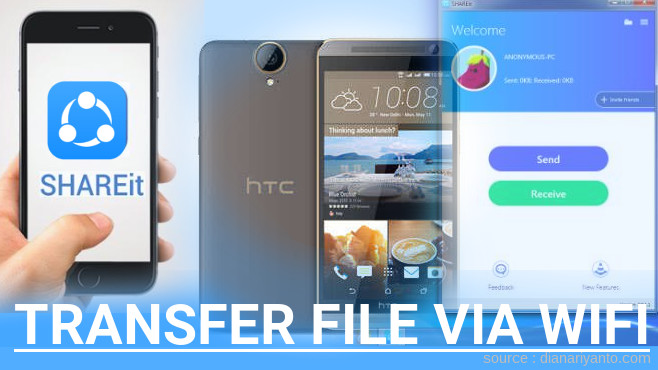 Kirim dan Transfer File via Wifi di HTC One E9+ dual sim Menggunakan ShareIt Terbaru
