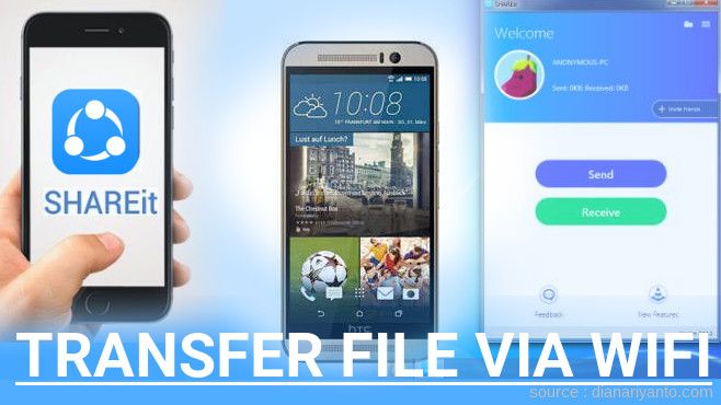 Kirim dan Transfer File via Wifi di HTC One M9 Prime Camera Menggunakan ShareIt Versi Baru